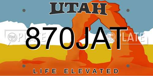 870JAT Utah License Plate