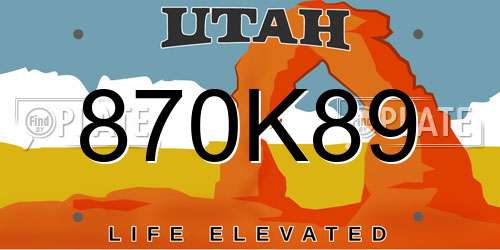 870K89 Utah License Plate