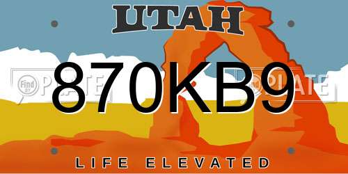 870KB9 Utah License Plate