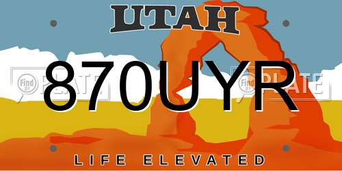 870UYR Utah License Plate