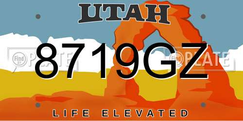 8719GZ Utah License Plate