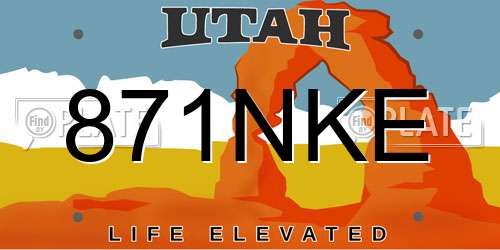 871NKE Utah License Plate