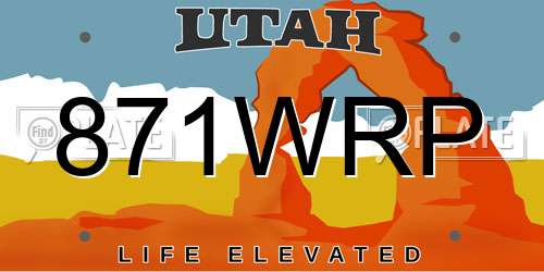 871WRP Utah License Plate