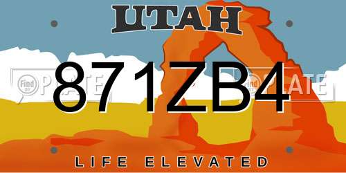 871ZB4 Utah License Plate