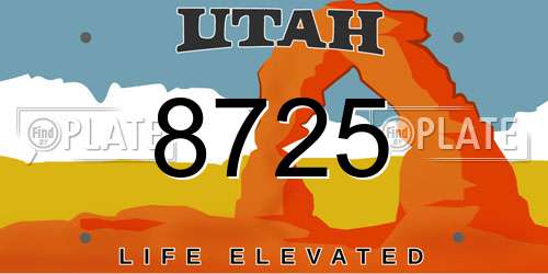 8725 Utah License Plate