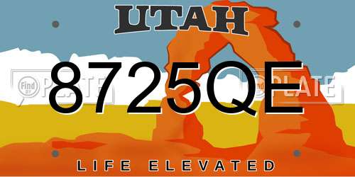 8725QE Utah License Plate