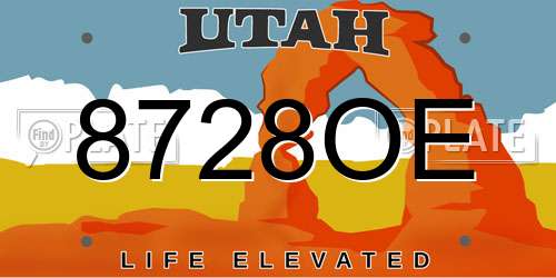8728OE Utah License Plate