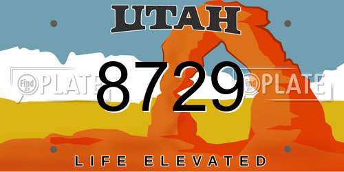 8729 Utah License Plate