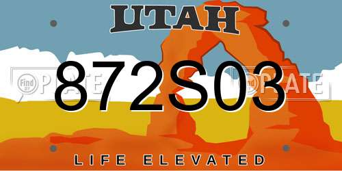 872S03 Utah License Plate