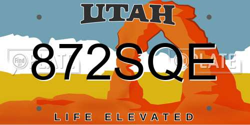 872SQE Utah License Plate