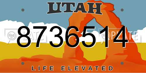 8736514 Utah License Plate