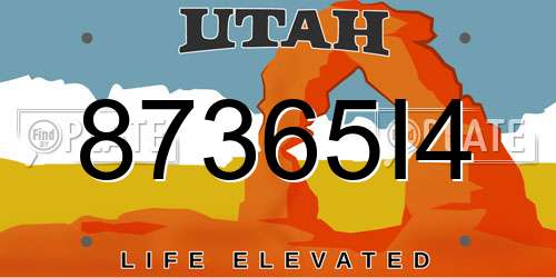 87365I4 Utah License Plate