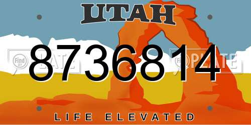 8736814 Utah License Plate