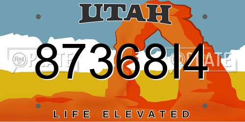 87368I4 Utah License Plate