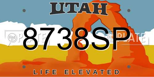 8738SP Utah License Plate