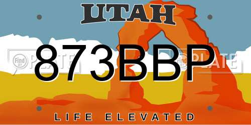 873BBP Utah License Plate