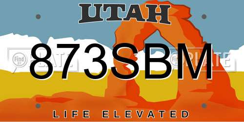 873SBM Utah License Plate