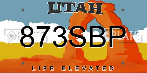 873SBP Utah License Plate