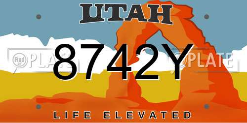 8742Y Utah License Plate
