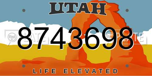 8743698 Utah License Plate
