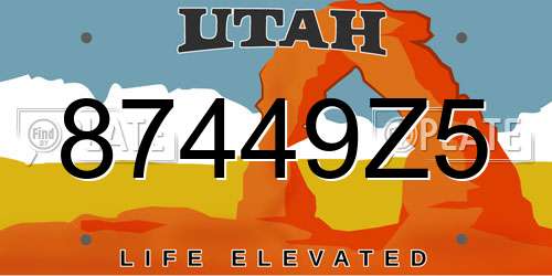 87449Z5 Utah License Plate