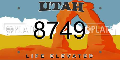 8749 Utah License Plate