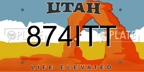 874ITT Utah License Plate