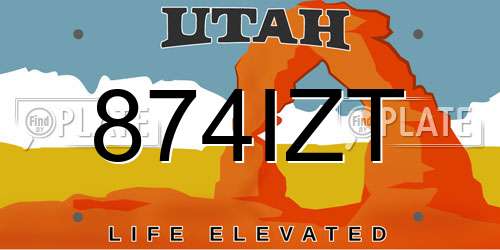 874IZT Utah License Plate