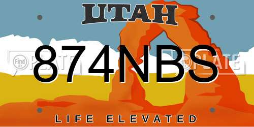 874NBS Utah License Plate