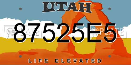 87525E5 Utah License Plate