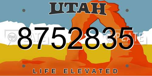 8752835 Utah License Plate