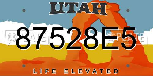 87528E5 Utah License Plate