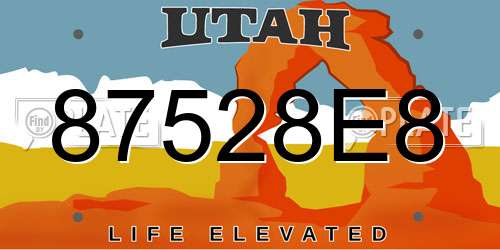 87528E8 Utah License Plate
