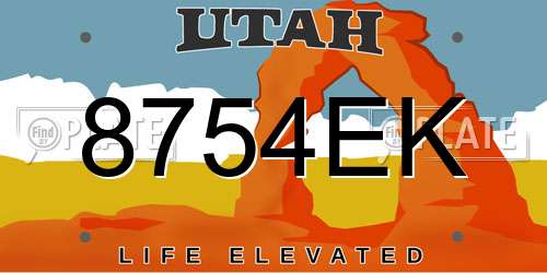 8754EK Utah License Plate