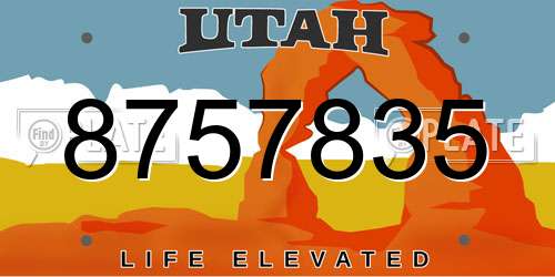 8757835 Utah License Plate