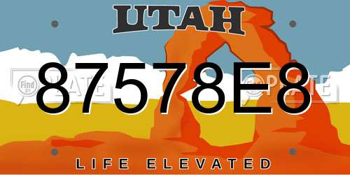 87578E8 Utah License Plate
