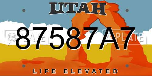 87587A7 Utah License Plate