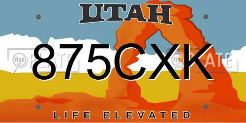 875CXK Utah License Plate