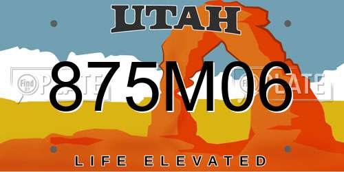 875M06 Utah License Plate