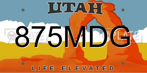 875MDG Utah License Plate