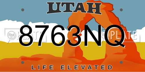 8763NQ Utah License Plate