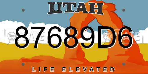 87689D6 Utah License Plate