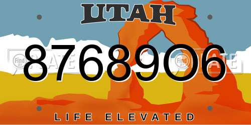 87689O6 Utah License Plate