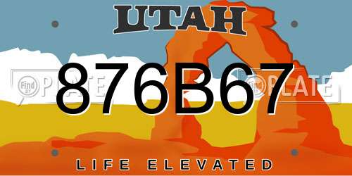 876B67 Utah License Plate