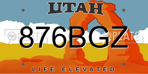 876BGZ Utah License Plate