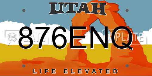 876ENQ Utah License Plate