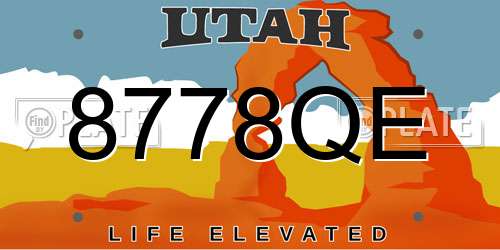 8778QE Utah License Plate