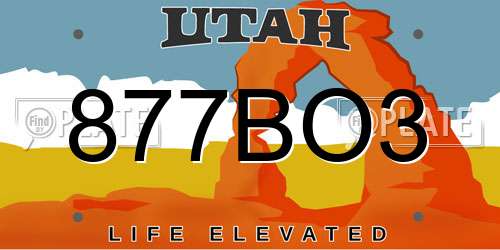877BO3 Utah License Plate