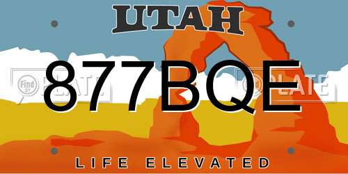 877BQE Utah License Plate