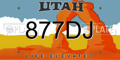 877DJ Utah License Plate